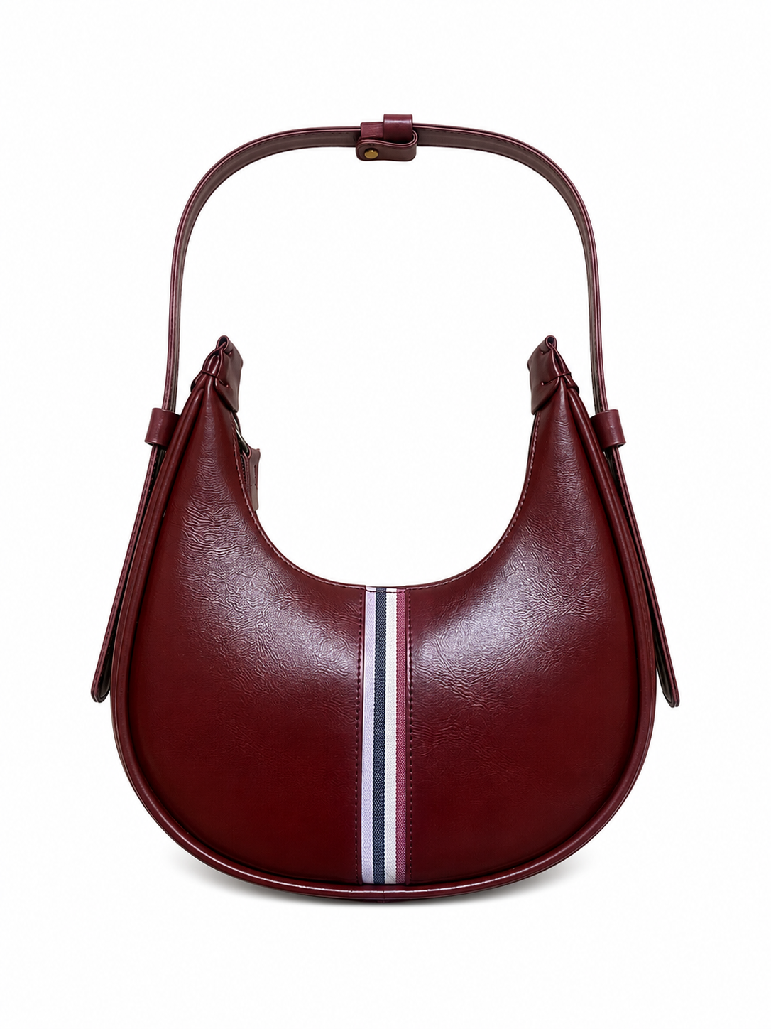 Burgundy Kikoi Crescent Shoulder Bag