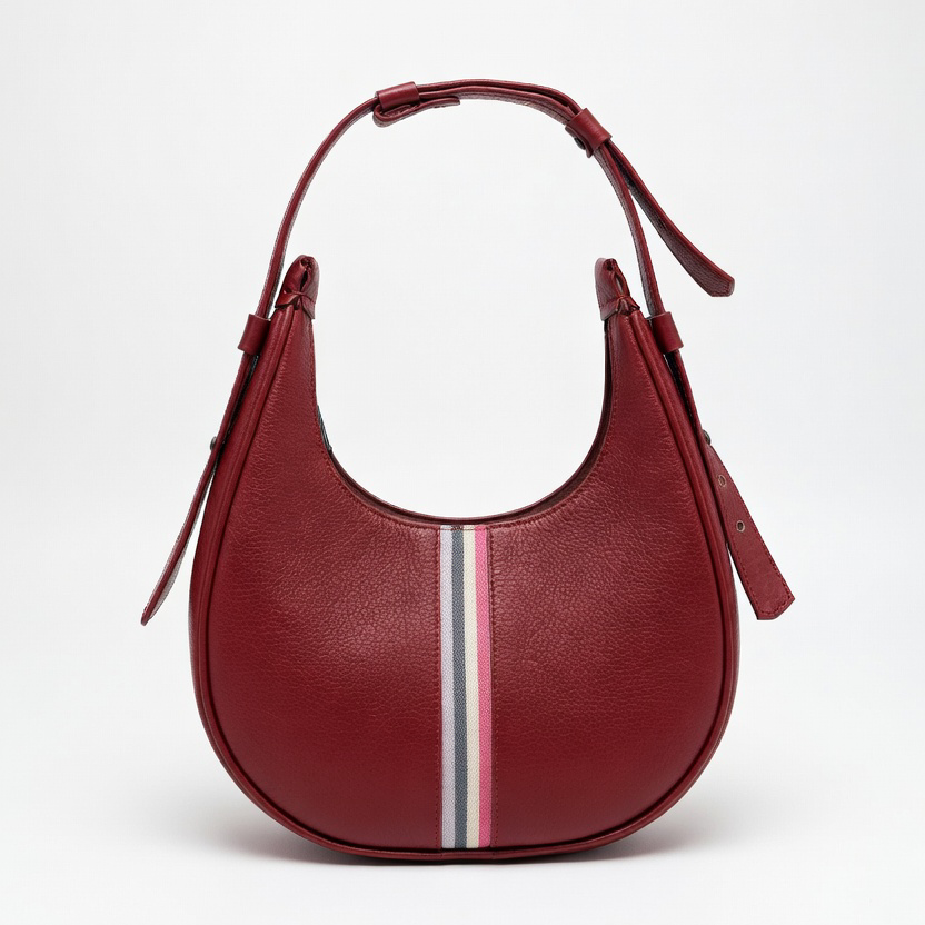 Burgundy Kikoi Crescent Shoulder Bag